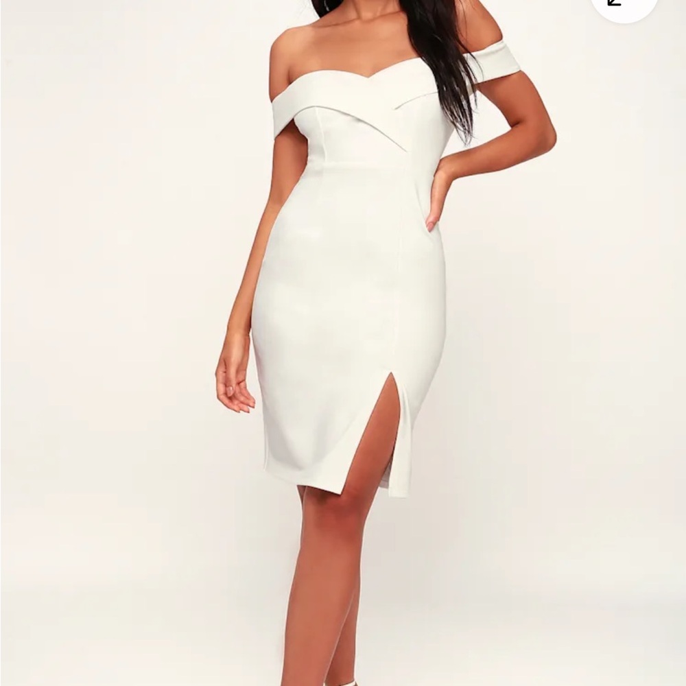 Lulu's White Off-Shoulder Midi Dress